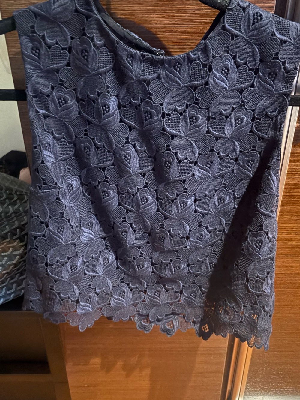 A.L.C. Navy Floral Lace A-Line Top